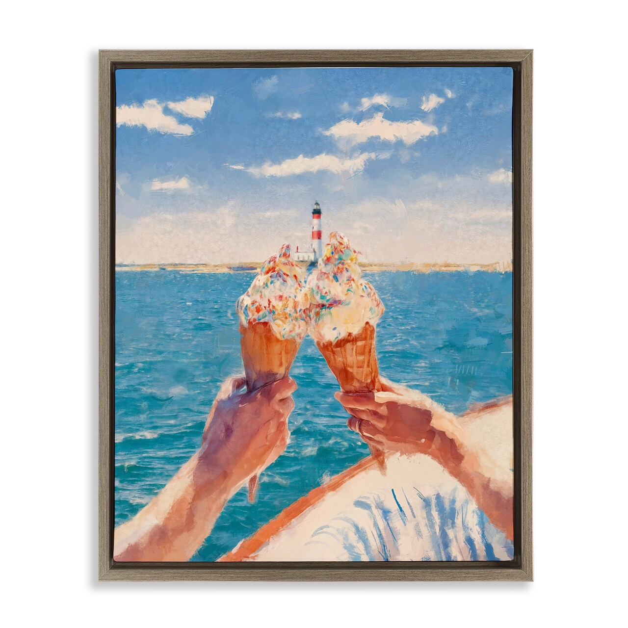 Stupell Industries Ice Cream Cheers on Boat Floating Frame, design by Ziwei Li
